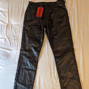 Faux black leather stretch denim 30 waist slim straight fit pants by Ethanol